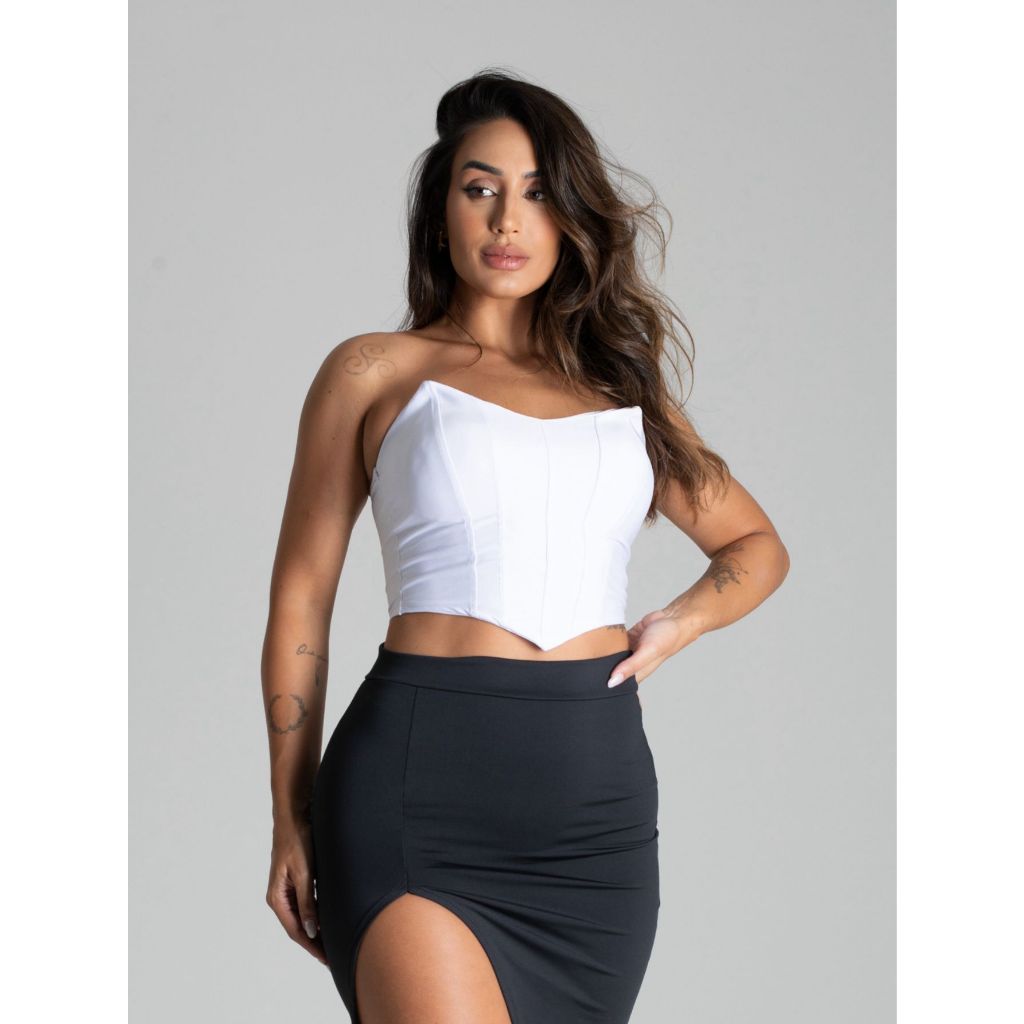 Cropped Top Cropet Suplex com Bojo Corselet Corset Feminino Várias Cores