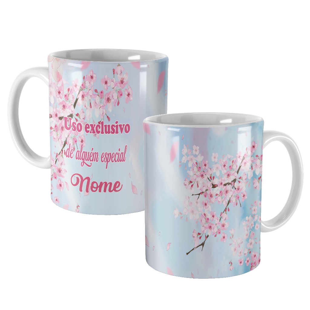 caneca floral rosa e azul personalizada para presente com nome e dizer cozinha cerâmica tia amiga mãe nora sogra filha irmã vizinha