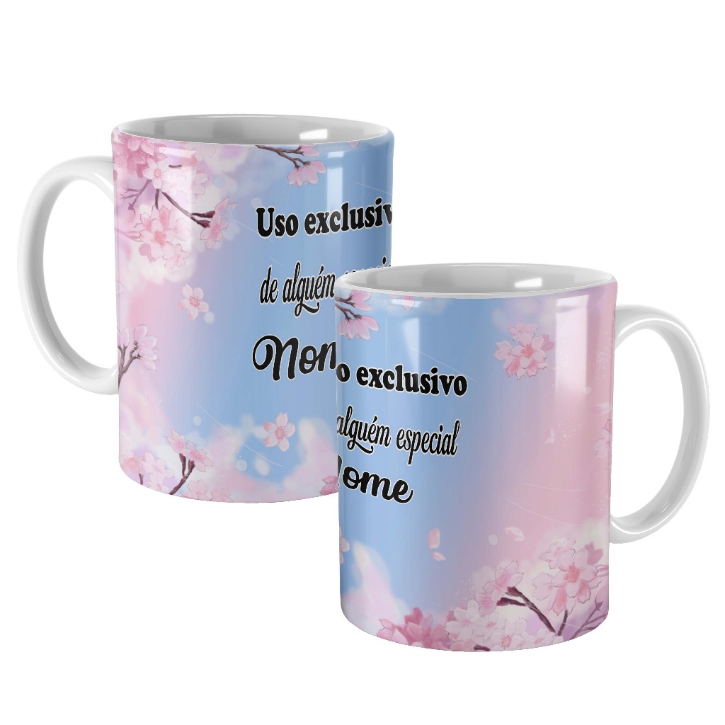 caneca floral azul e rosa personalizada para presente com nome e dizer para cozinha cerâmica tia amiga vó neta filha mãe irmã afilhada sobrinha cunhada vizinha dinda