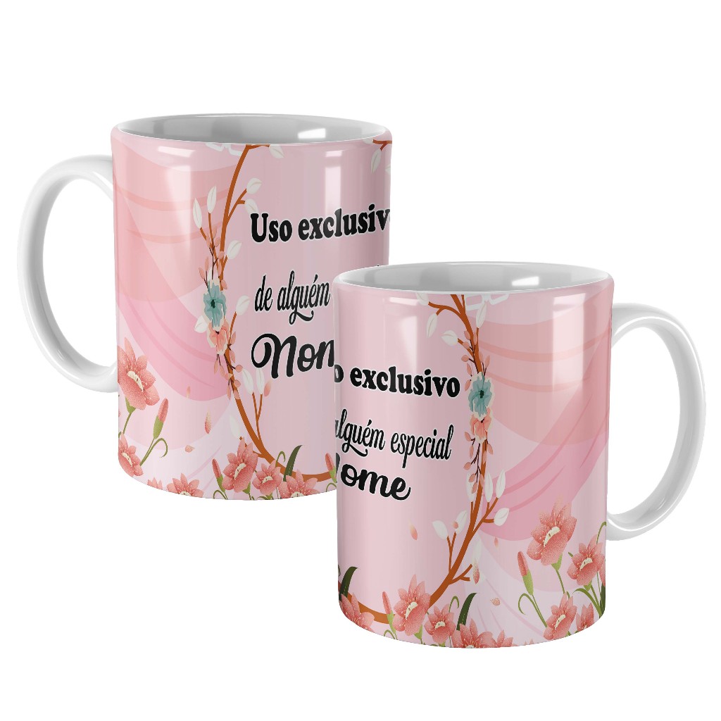 caneca floral personalizada para presente com nome e dizer para tia amiga vó dinda filha cunhada comadre