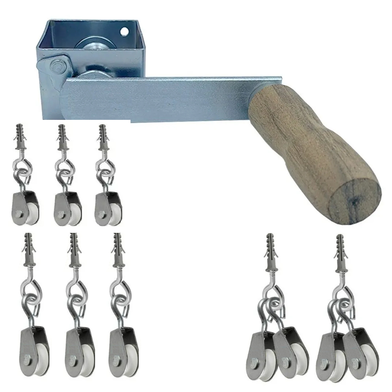 Manivela Elevador Catraca +kit 10 Carretilhas Metal Roldanas em Oferta na Shopee