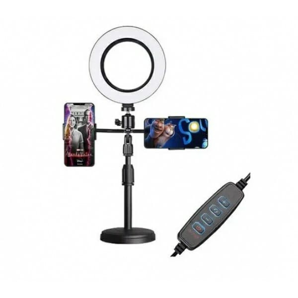 Ring Light Mesa 6 Polegadas com 2 Suportes Celular Ajustável WS868