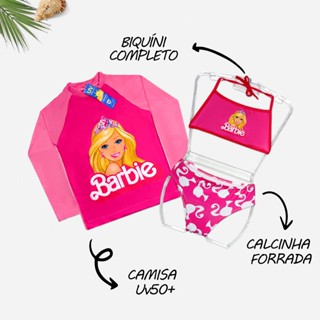 Biquíni Infantil + Blusa UV50+ Proteção Solar Moda Praia