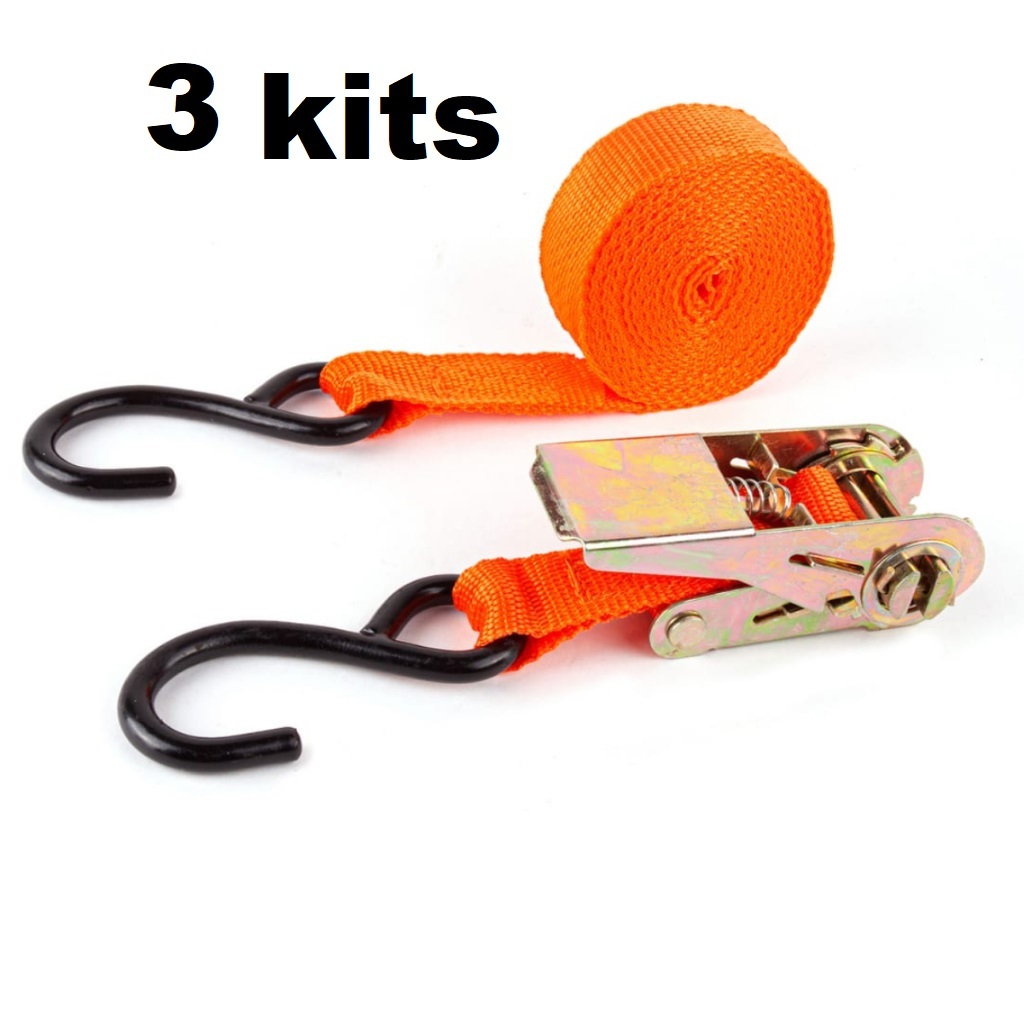 3 Cinta Catraca Carga Fita Fixação Amarração 4 Metros 25mm P/  Amarração em Geral- 3 ou 2 unidade