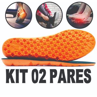 kit 02 pares PALMILHA EM GEL ORTOPÉDICA para Coturno Bota Adventure Ortopédica de P.U em Gel Anatômica Anti Impacto Confortável Choque Zero