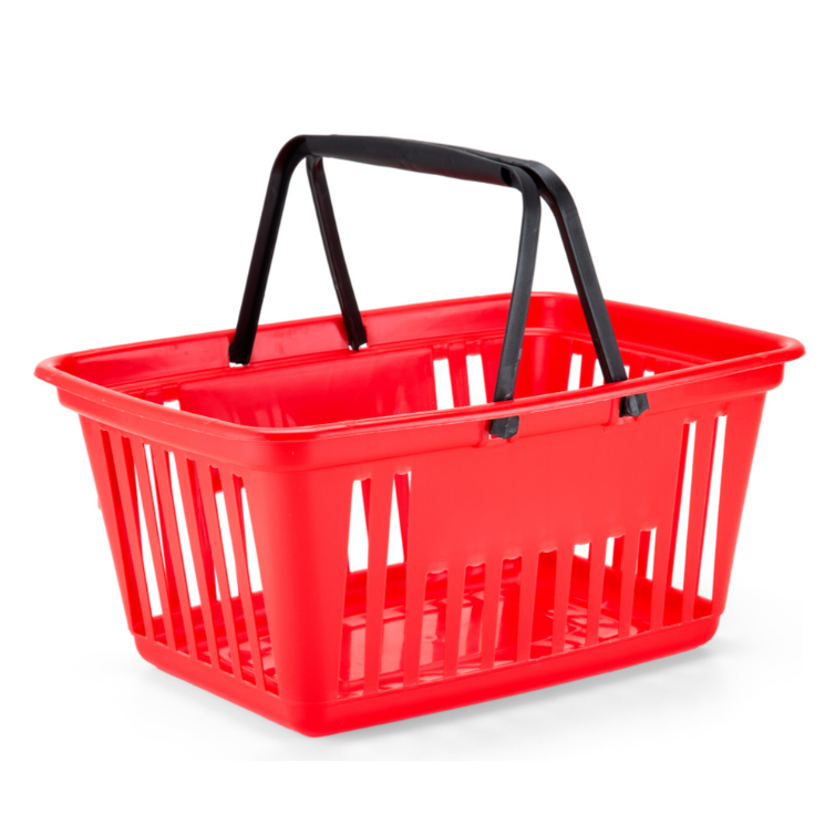 Cesto Para  Mercado 21,4 Lts Azul / Verm / Amar / Verd - 46x35x26 Cm - Compras, Farmacia, Hortifrúti
