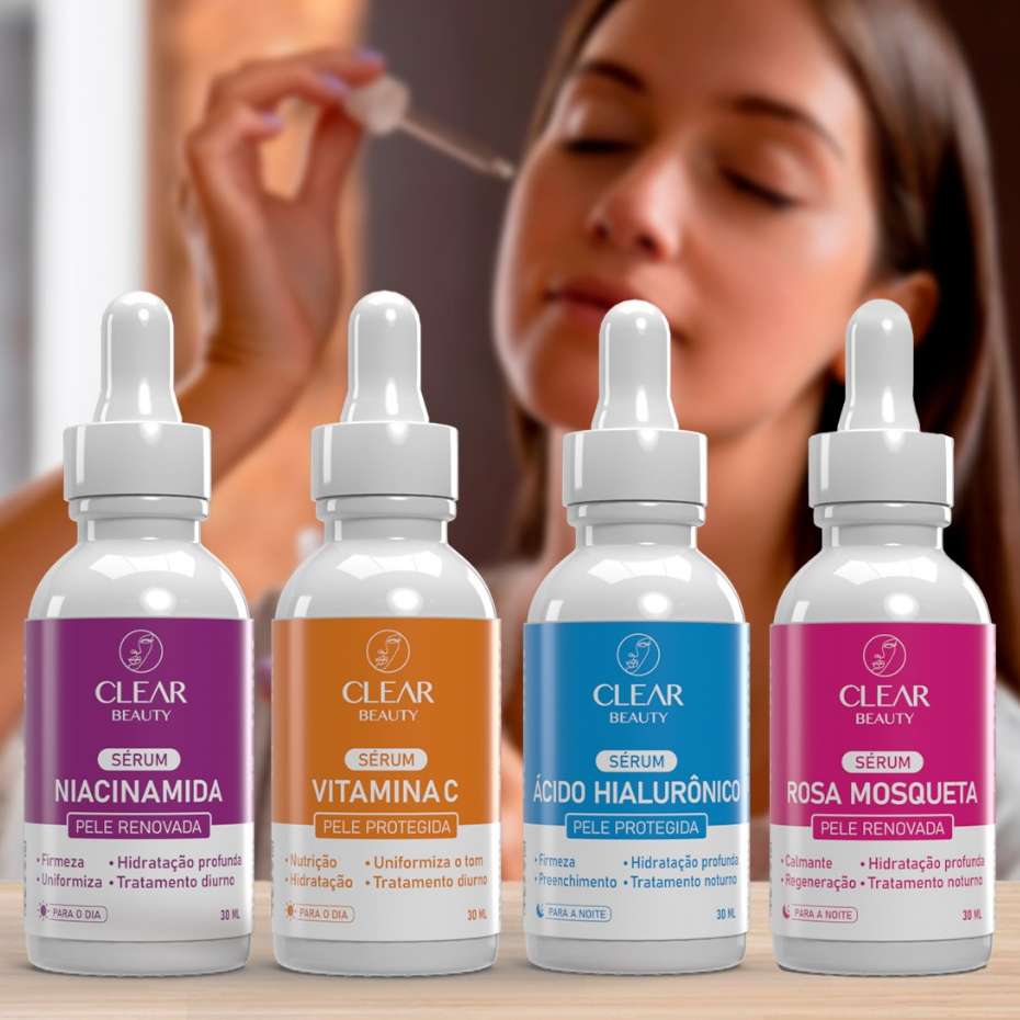 Kit Skin Care Completo Sérum Acido Hialurônico Rosa Mosqueta Vitamina C e Niacinamida em Oferta na Shopee