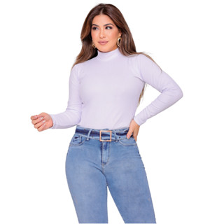 Blusa Feminina Cacharrel Blusinha Manga Longa De Frio Camisa Social Gola Alta Exclusiva