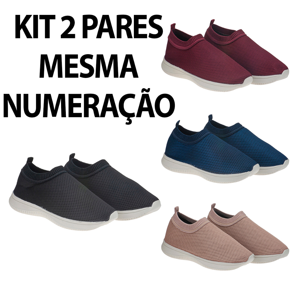 Tênis TELA Calce Fácil Meia Feminino Barato KIT 2 Pares em Oferta na Shopee