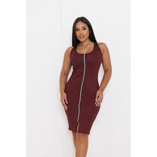 Vestido midi Canelado Ziper Regata 3 em 1