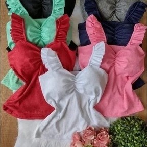 Kit 4 Blusa Feminina Alça Babadinho E Bojo Lançamento Verão