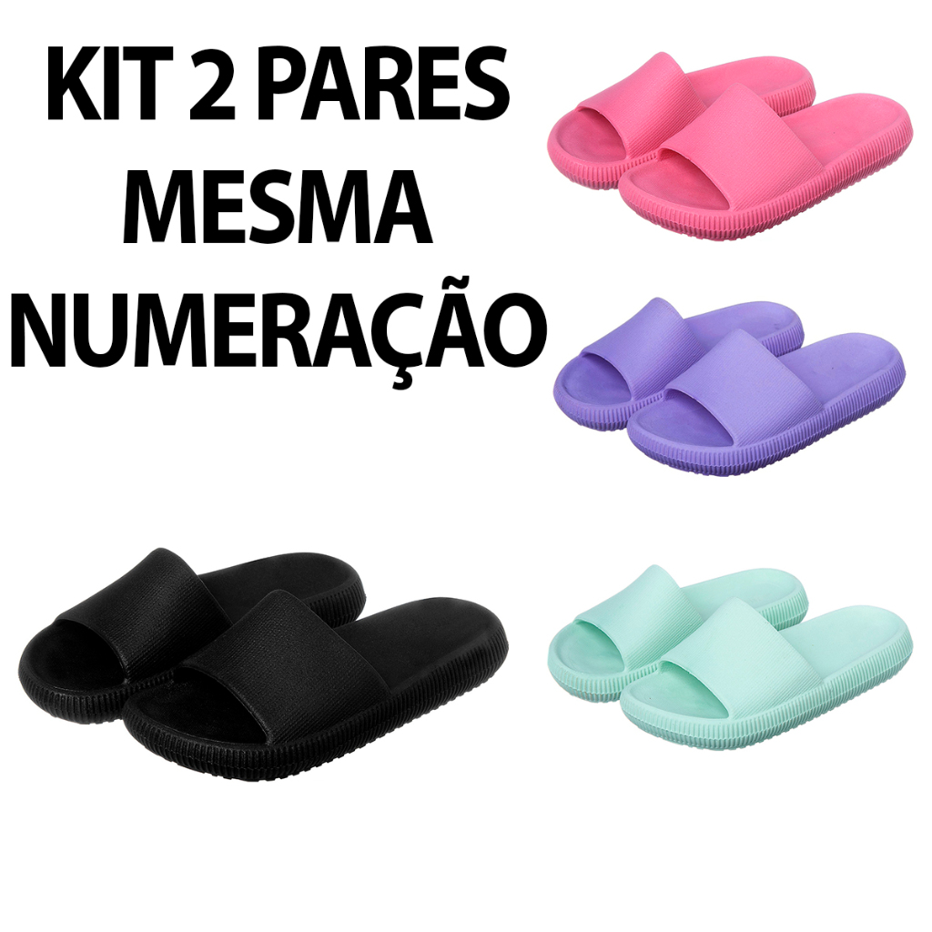 Chinelo Nuvem Slide Infantil  Anatômico Aderente Kit 2 Pares  Mesmas Numeração