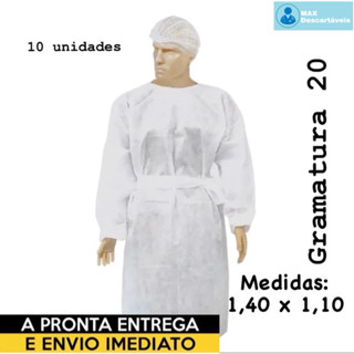 Avental Descartável Branco G20 Com 10 Unidades