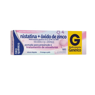 Nistatina 100.000ui/g + Óxido de Zinco 200mg/g Neo Química Pomada 60g / Pomada preventiva infantil bebê