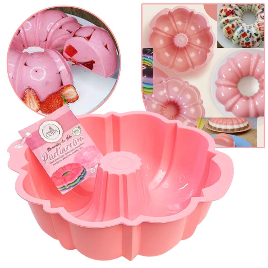 Forma de microondas para pudim Rosa, gelatina, bolo de microondas com formato diferenciado e Belissimo