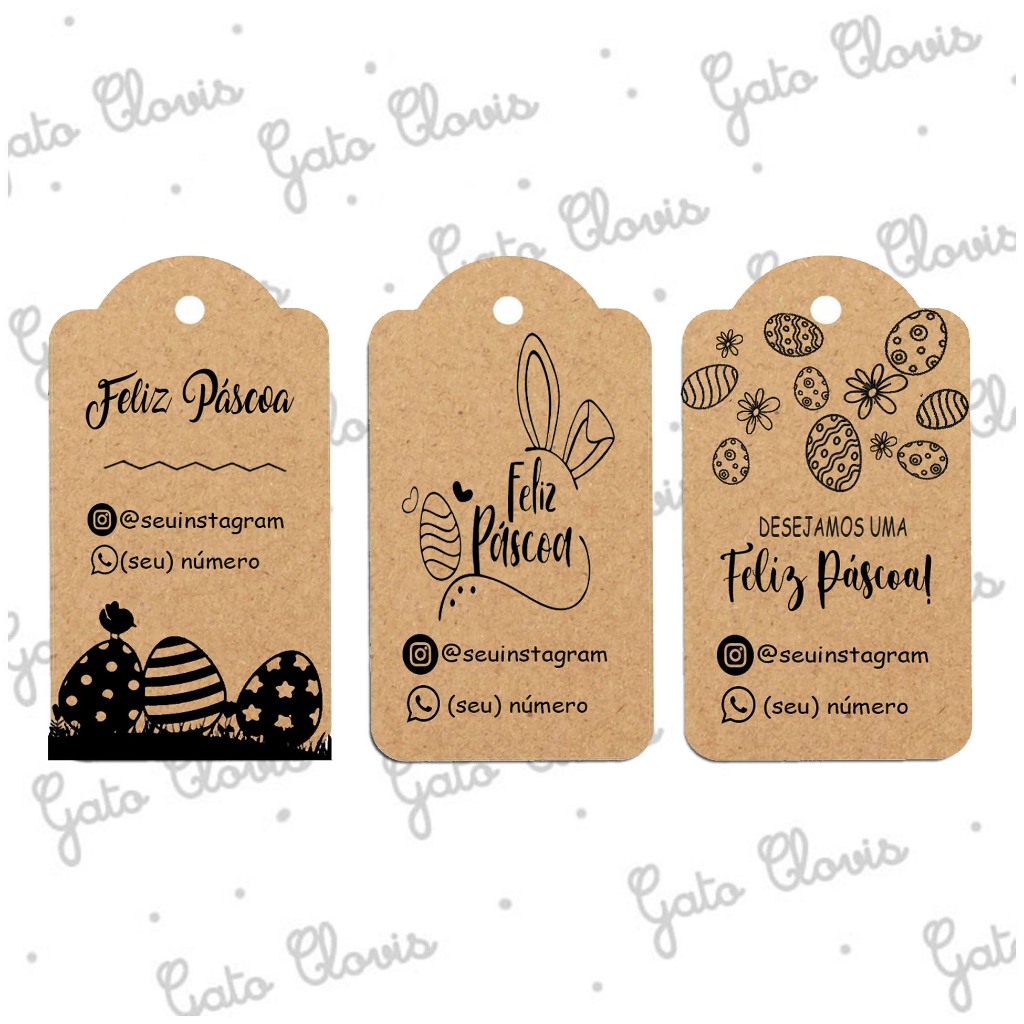 Tag Kraft Feliz Páscoa -Personalizavel -Lembrançinhas- Páscoa