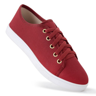 Tênis Casual Feminino Sapatenis Estiloso Modinha Confortável Promoção Envio imediato Old School Branco, Bordo, Vermelho e Xadrez