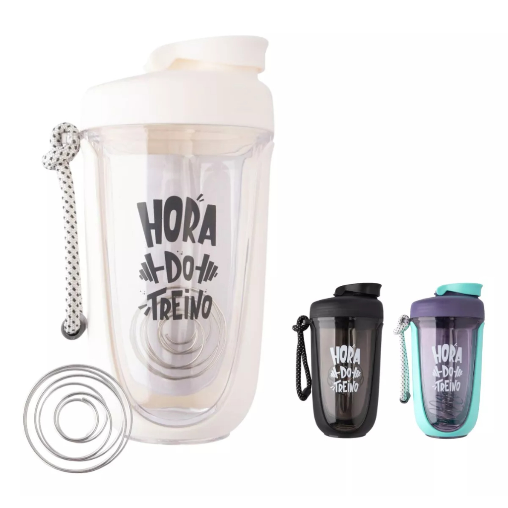 Coqueteleira squeeze esfera treino academia 550ml Weeze plástico