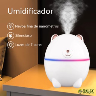 Umidificador De Ar E Aromatizador Purificador Climatizador Ambiente Ultrassônico Usb Difusor Portátil Infantil Com Luz
