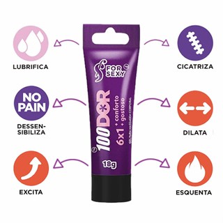Gel Lubrificante Anal 100 Dor 6x1 Dessensibilizante Multifunções 18 G - For Sexy - Sex Shop