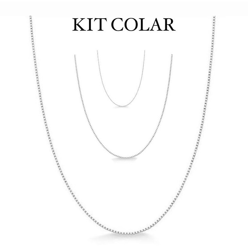 Kit Colar Veneziana Prata Unissex Feminina E Masculina