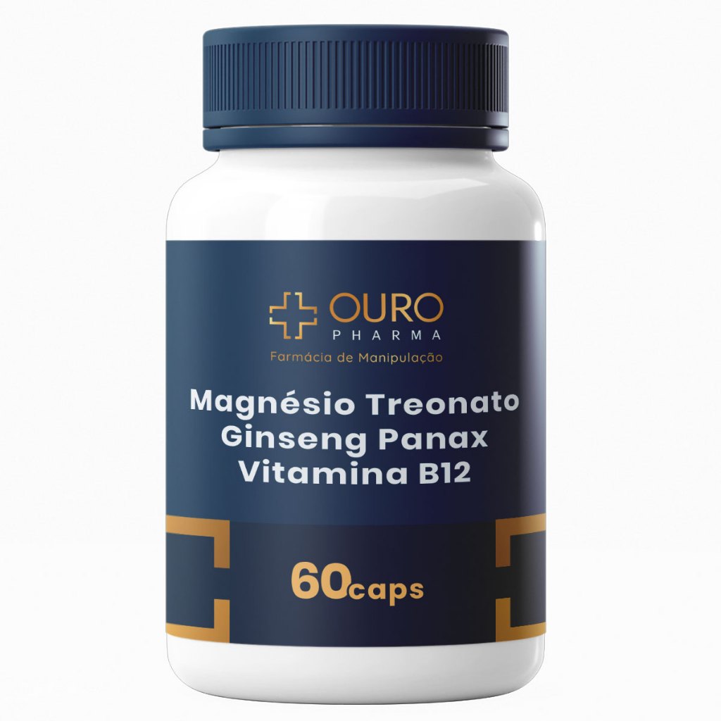 Magnésio Treonato 500mg + Ginseng Panax 100mg + Vitamina B12 1000mcg