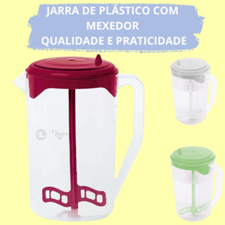 Jarra Mix Com Mexedor Acoplado Suco Refresco garrafa de agua Transparente Plástico 2 Litros