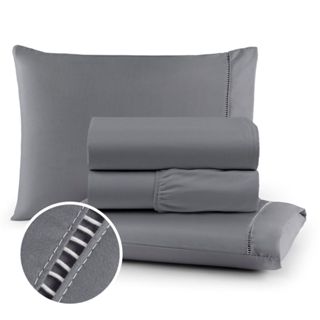 Jogo de Cama Com Fronhas Ponto Palito Micropercal 400 Fios 100% Poliester em Oferta na Shopee