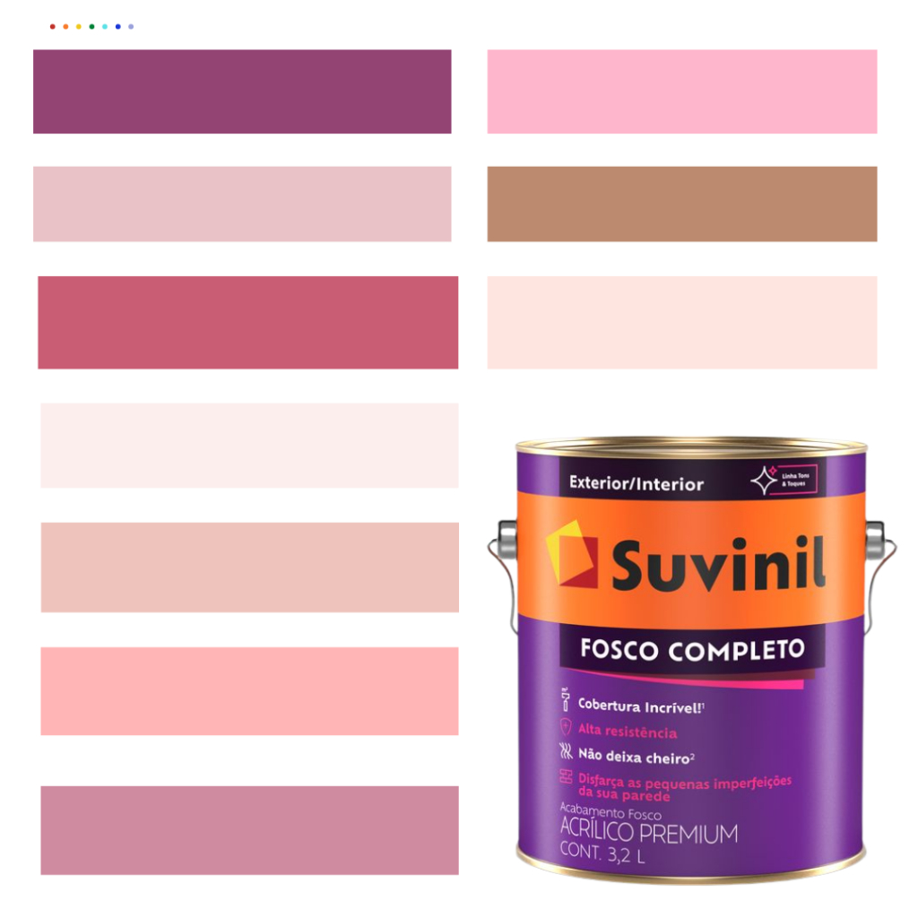 Tinta De Parede Suvinil Fosco Completo Acrílica Lavável Premium Cor Rosa 3,2L