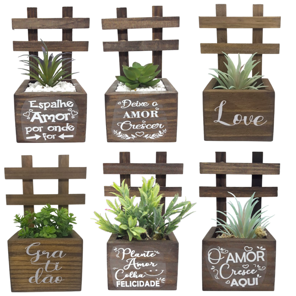 6 VasinhoS De Madeira Para Colocar Na Parede DECORAÇÃO CASA SALA JARDIM em Oferta na Shopee