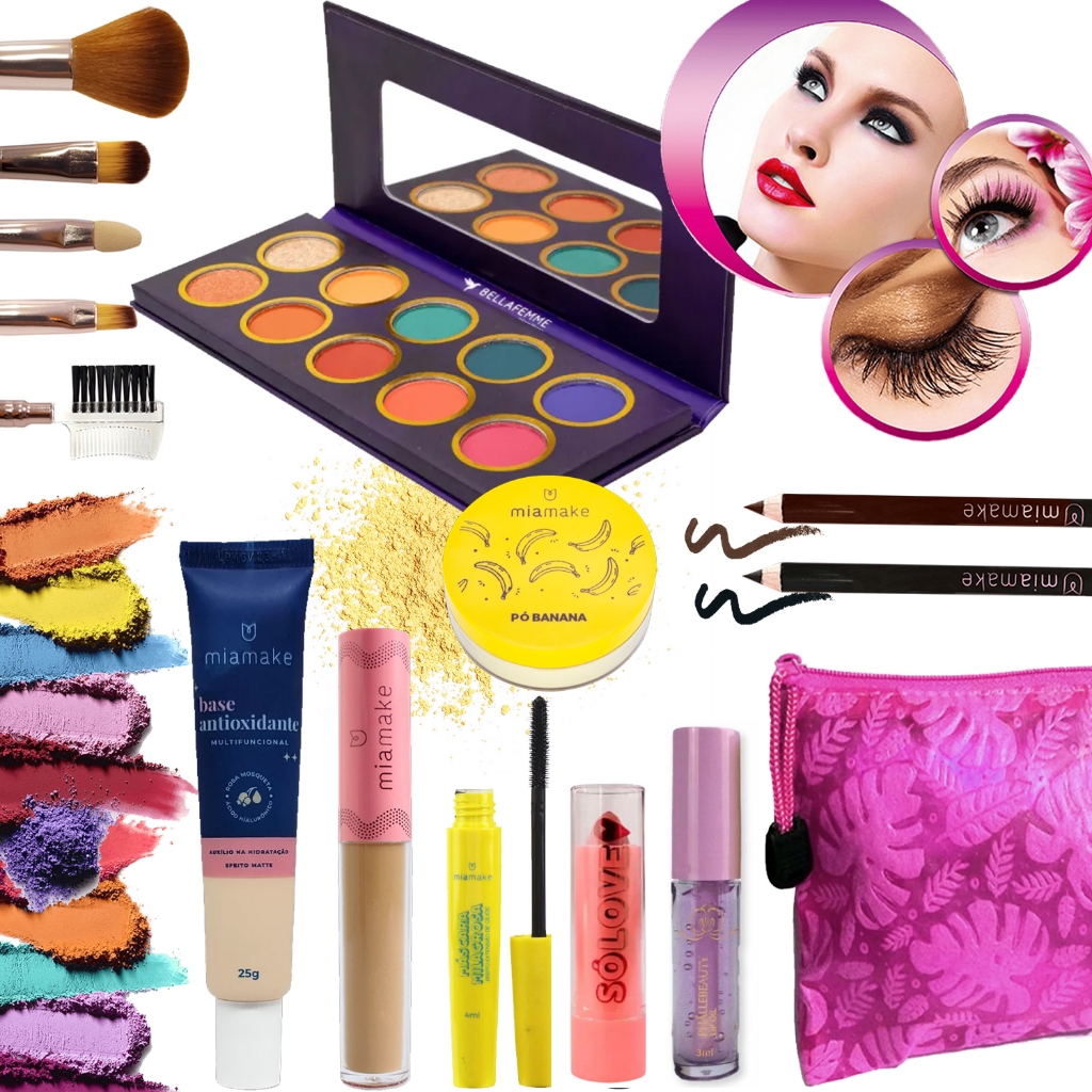 Kit Maquiagem Revenda Base Primer Batom Rímel Necessaire