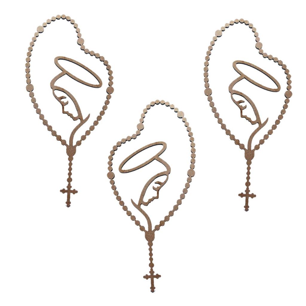 Kit 15 Terço rosario Religioso Virgem Maria 20 Cm Mdf cru enfeite quadro caixa cenario