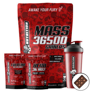 Kit Suplemento Hipercalorico, Mass 36500 3 kg + Creatina 90g + BCAA 3K NO2 + Coq 600ml