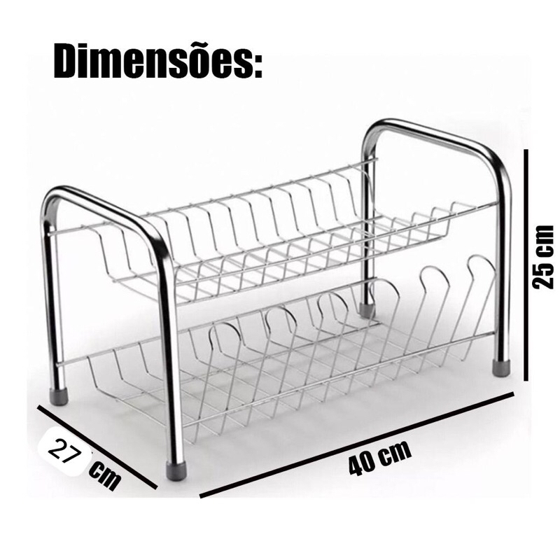 Escorredor De Pratos E Louça 2 Andares 11 Pratos 6 Copos em Oferta na Shopee