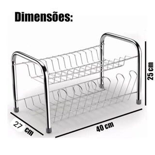 Escorredor De Pratos E Louça 2 Andares 11 Pratos 6 Copos em Oferta na Shopee