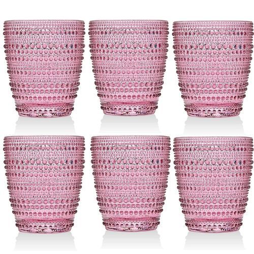 Jogo 6 Copos de Vidro Pérola Luxo 300ml Água Suco 4 cores
