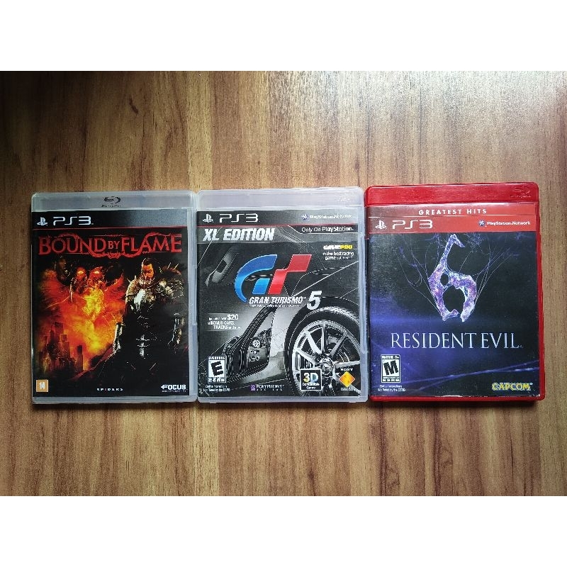 Lote 3 jogos Playstation 3 Bound by Flame, Gran Turismo 5, Resident Evil 6