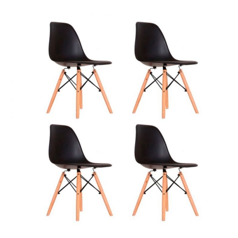 kit 4 Cadeiras Jantar Charles Eames Eiffel Dkr Sala Varanda Gourmet Preta