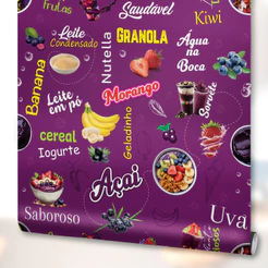 Papel Parede Adesivo Decoração Açaiteria Sorveteria Açai lavável