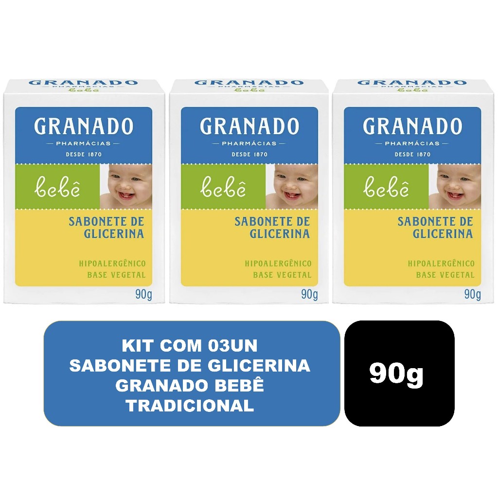 Kit 03un Sabonete De Glicerina Granado Bebê Tradicional 90g