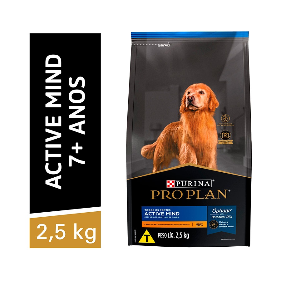 Ração Pro Plan Active Mind para Cães Adultos 7+ Sabor Frango - 2,5kg