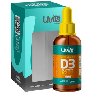 Vitamina D3 Líquida 2000ui + k2 MK7 25mcg 600 doses 20ml - Uvits