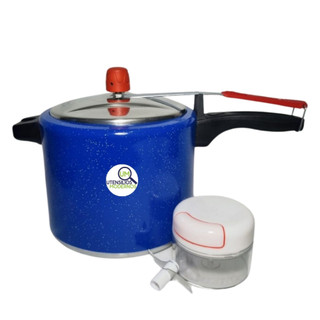 Panela de Pressão Alegrete Azul 4.5 litros + Mini Processador 170 ml Alumínio Alegrete.(Panelas de Pressao, Panela de Pressão, Panela Pressao, Processador)