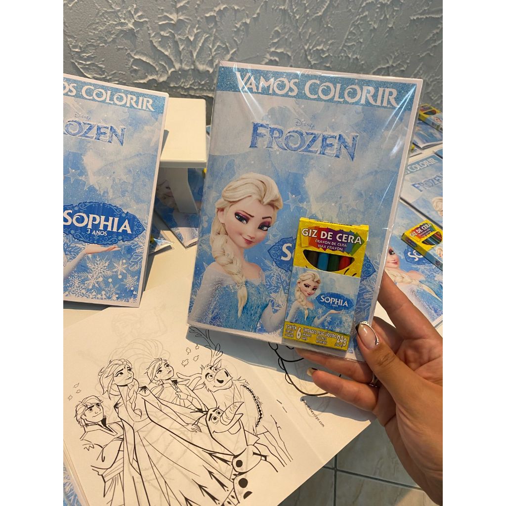 Kit Colorir Frozen - Elsa - Disney - Lembrancinha - Aniversário - Festa infantil - Papelaria Personalizada - 10UNID
