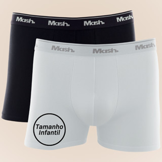Kit Com 2 Cuecas Boxer Box Básica Kids Mash Infantil Juvenil Em Algodão