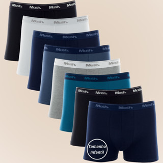 Kit Com 8 Cuecas Boxer Box Básica Kids Mash Infantil Juvenil Em Algodão