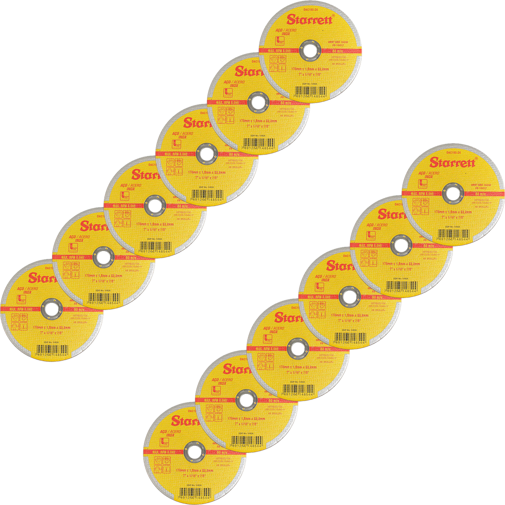 KIT 12 UNIDADES DISCO DE CORTE INOX/FERRO 7 POLEGADAS STARRETT
