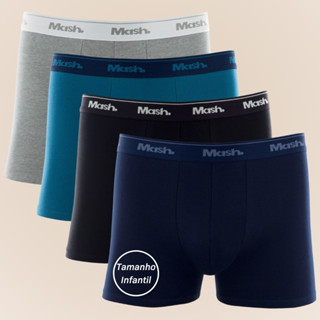 Kit Com 4 Cuecas Mash Infantil Juvenil Boxer Box Em Algodao Cotton Masculina Kids Original