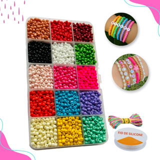 Kit Miçanga Infantil + Fio de Silicone Para Pulseira Colar e Brincos