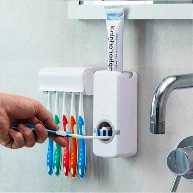 Dispenser Aplicador De Pasta de Dente E Suporte De Escova Para Uso No Banheiro em Oferta na Shopee